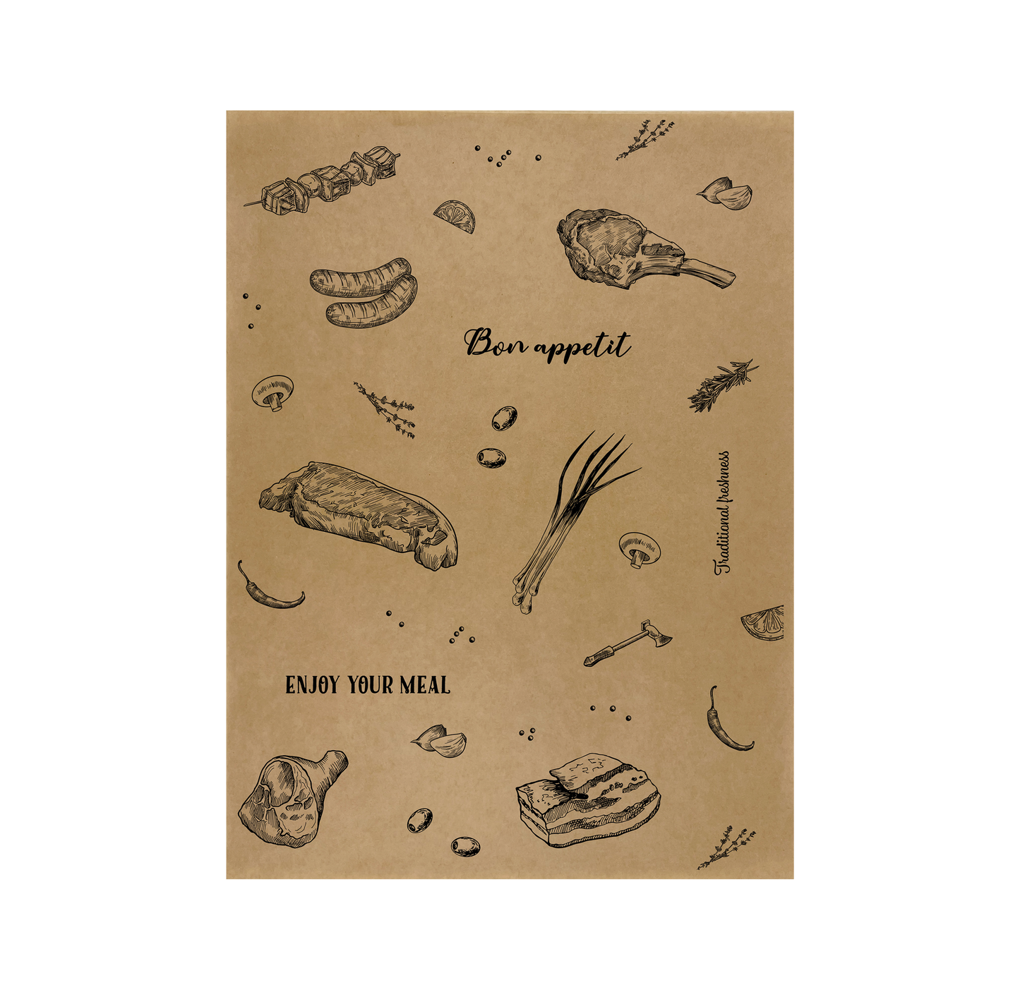 Papier spożywczy powlekany z nadrukiem BON APPETIT 30x40 cm KRAFT 1000 szt