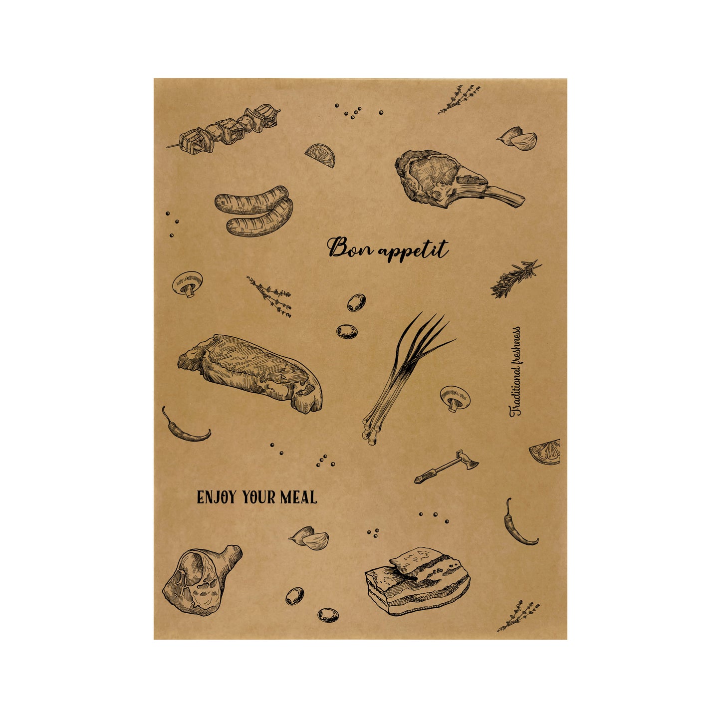 Papier spożywczy powlekany z nadrukiem BON APPETIT 30x40 cm KRAFT