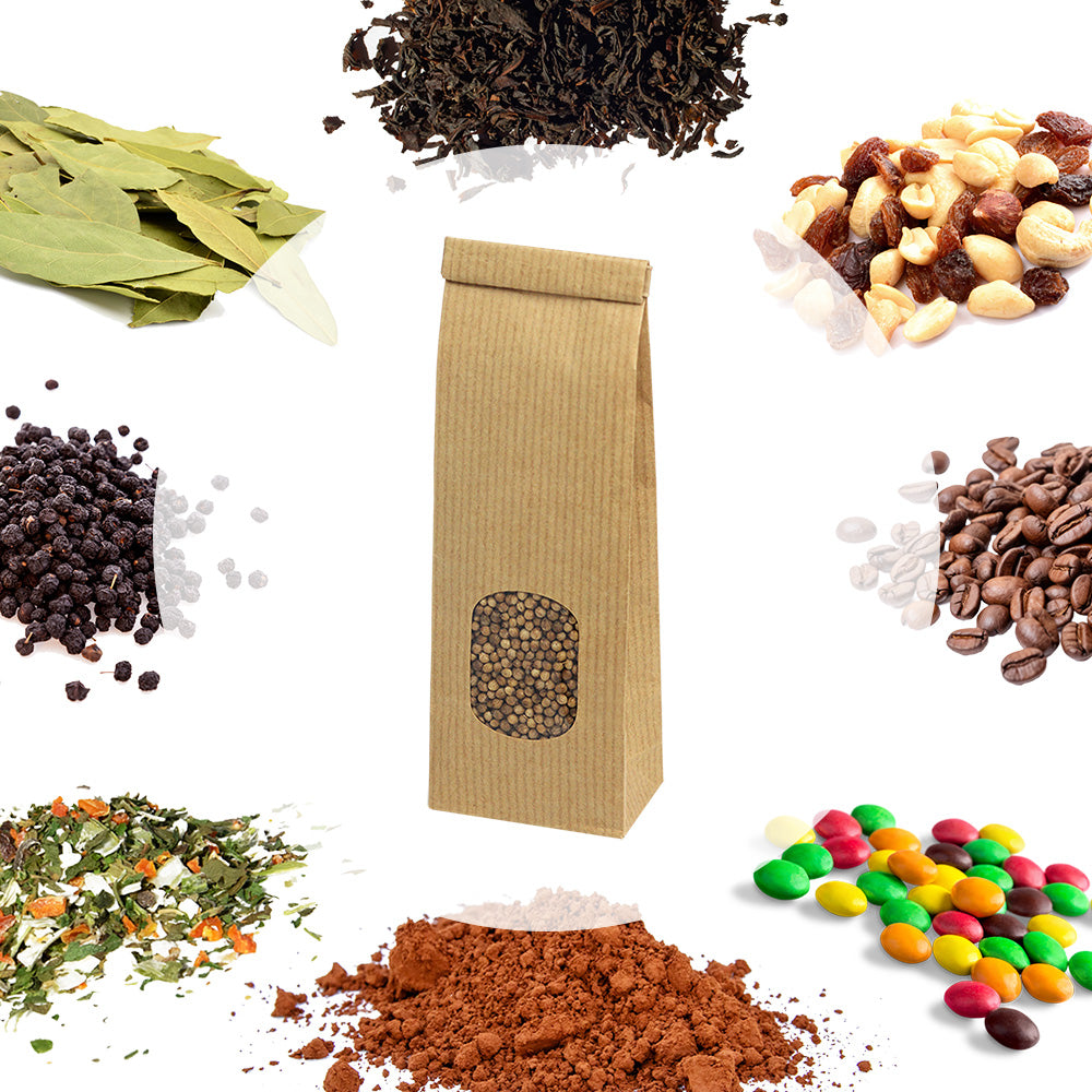 Torebka papierowa klockowa z okienkiem 80+50x250 250g KRAFT