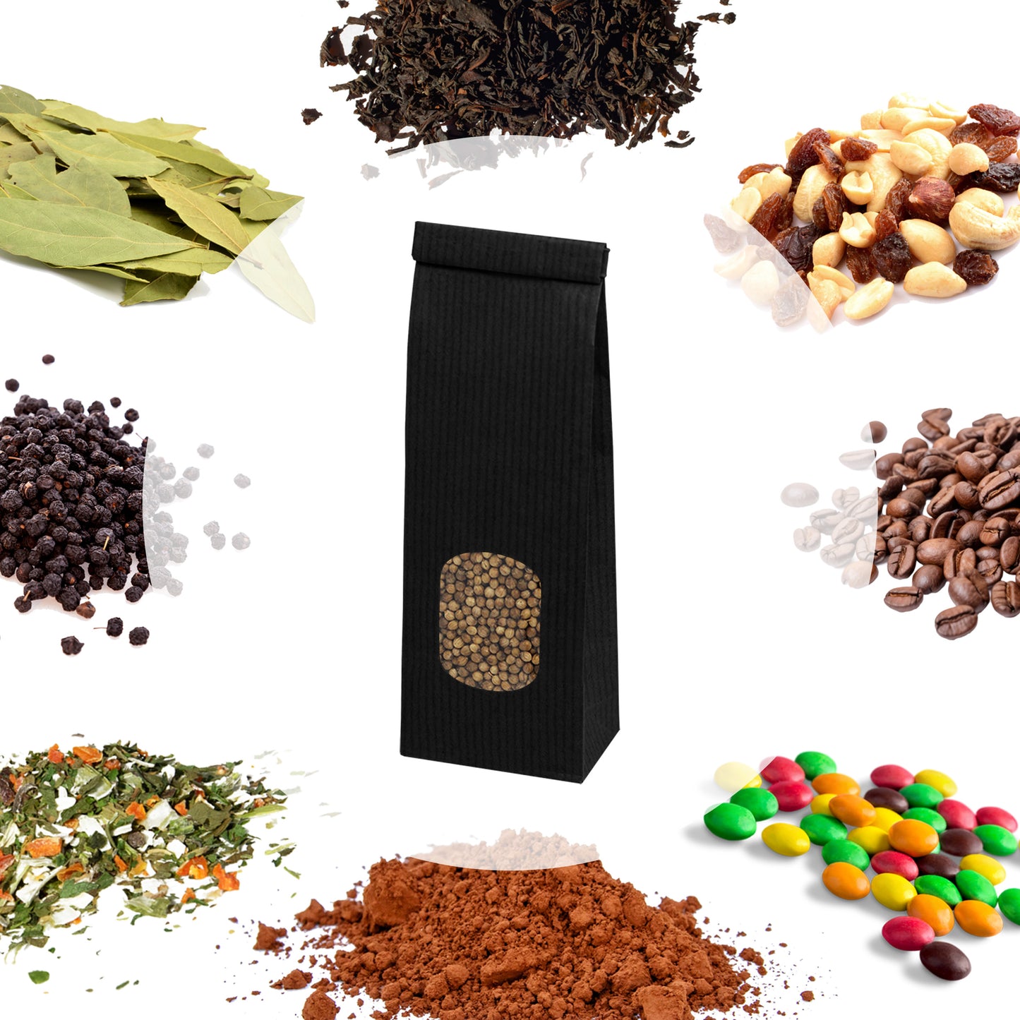 Torebka papierowa klockowa z okienkiem 80+50x250 250g CZARNY