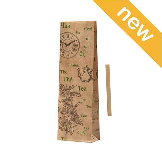 Torebka papierowa klockowa z klipsem 70+40x215 100g KRAFT TEA