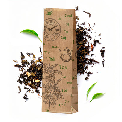 Torebka papierowa klockowa z klipsem 70+40x215 100g KRAFT TEA