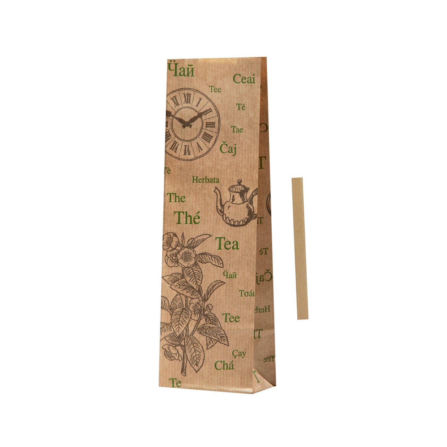Torebka papierowa klockowa z klipsem 70+40x215 100g KRAFT TEA