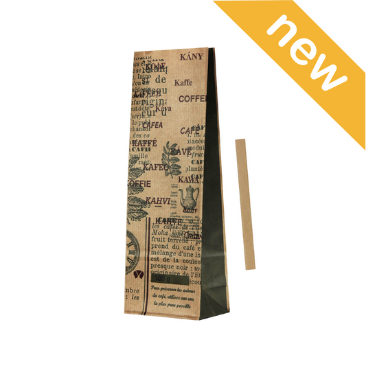 Torebka papierowa klockowa z klipsem 70+40x215 100g KRAFT COFFEE